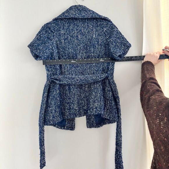 Beth Bowley Anthropologie Wool Blend Coat Belt Button Up Blue Women's Size 6 - Picture 6 of 11